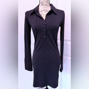 Vintage TAMPA Elegant Black Long Sleeve Midi Dress